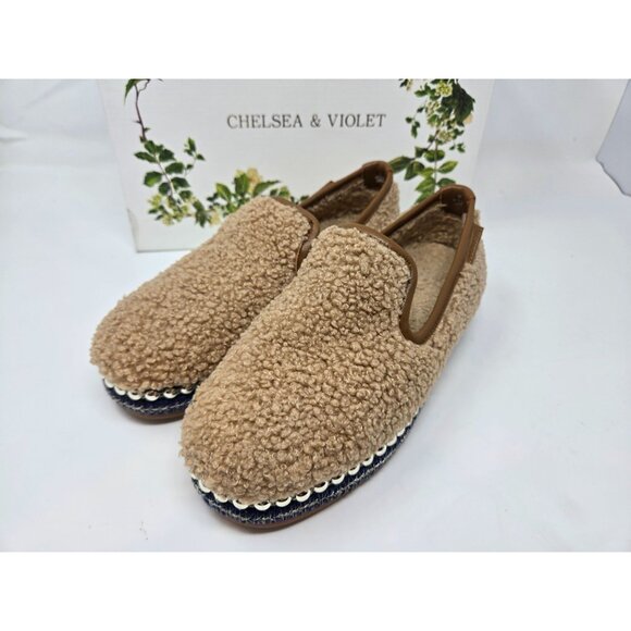 Chelsea & Violet Sherpa Slip-On Espadrille Latte Flats 6 New with Box - Picture 3 of 8